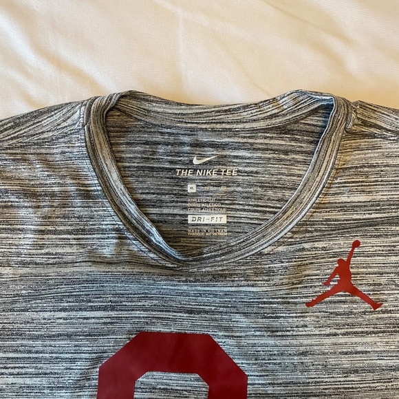 NIKE Dri-Fit Jordan Men's‎  Gray and Red OU Boomer Sooner  Logo T-Shirt (XL) - Picture 5 of 7